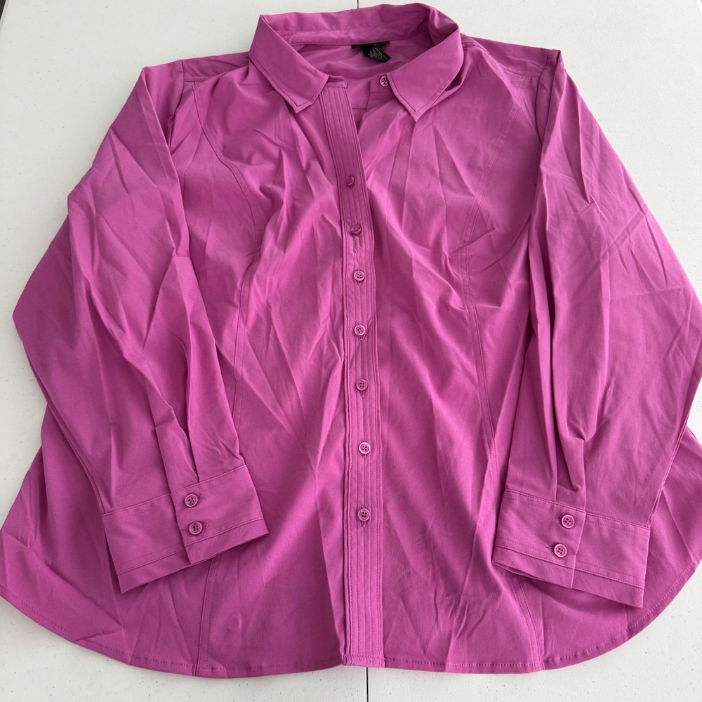 Business Casual Women 26/28 Lane Bryant Pink Button Down Long Sleeve Shirt